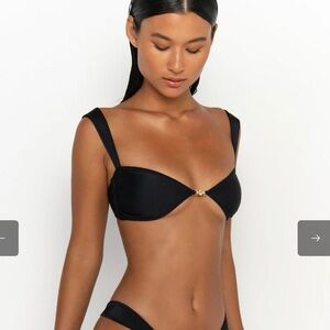 Soriya balconette bikini top in black Luxe by Sommer Swim